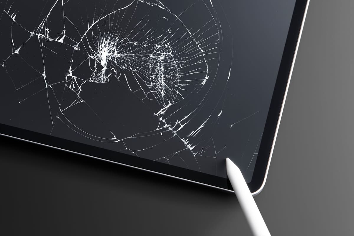 A tablet with a cracked screen